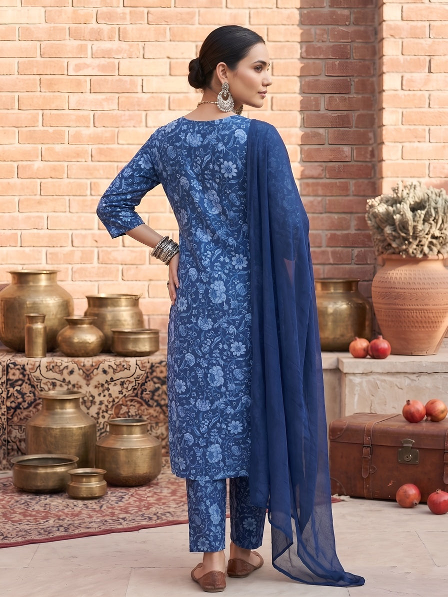 Printed Straight Kurta Set With Dupatta