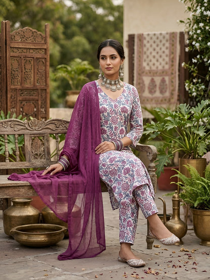 Printed Straight Kurta Set With Dupatta