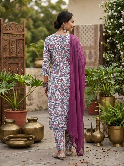 Printed Straight Kurta Set With Dupatta