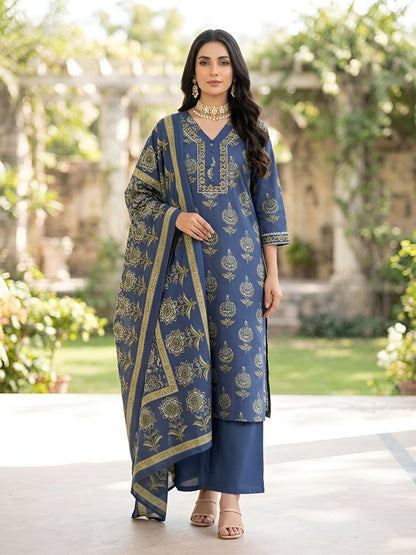 Printed Straight Kurta Set With Dupatta