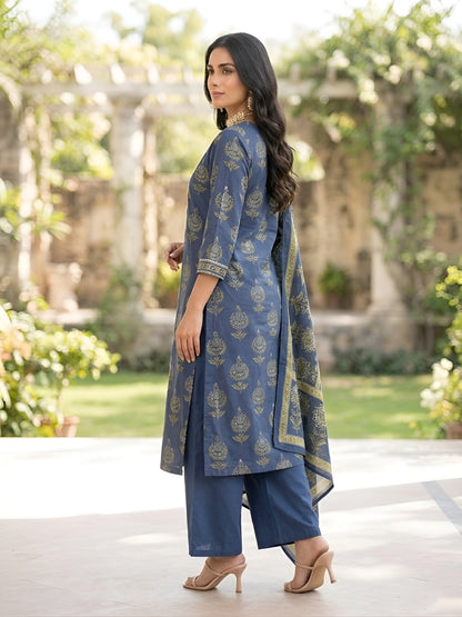 Printed Straight Kurta Set With Dupatta