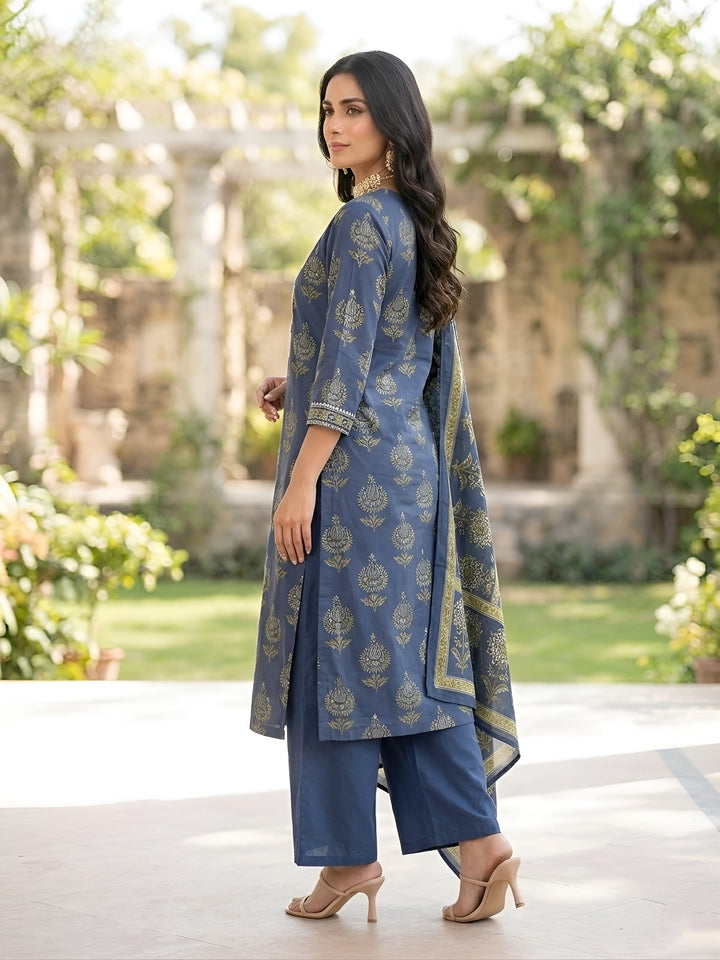Printed Straight Kurta Set With Dupatta