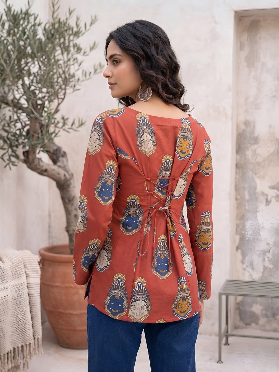 Maroon Printed Straight Tunic