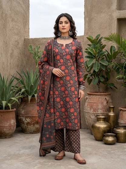 Printed Straight Kurta Set With Dupatta