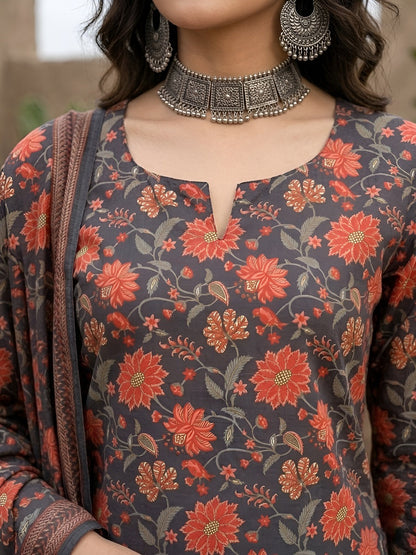 Printed Straight Kurta Set With Dupatta