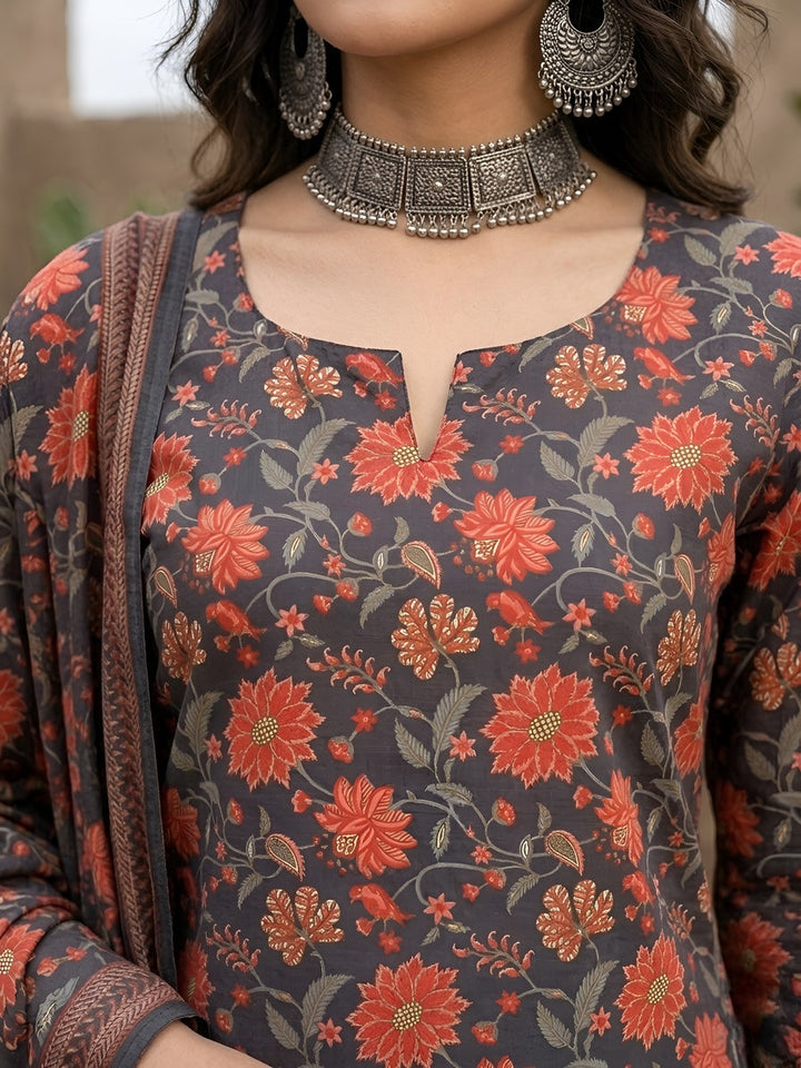 Printed Straight Kurta Set With Dupatta