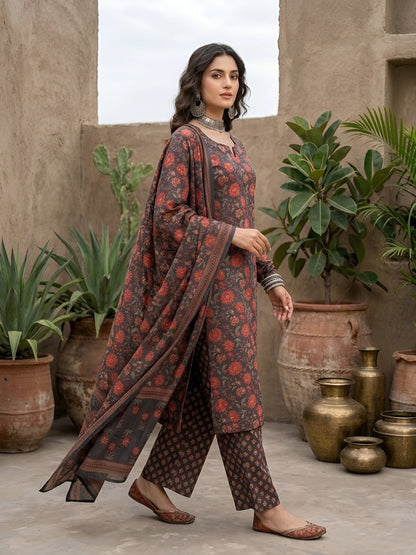 Printed Straight Kurta Set With Dupatta