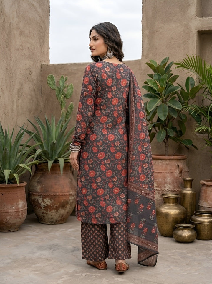 Printed Straight Kurta Set With Dupatta