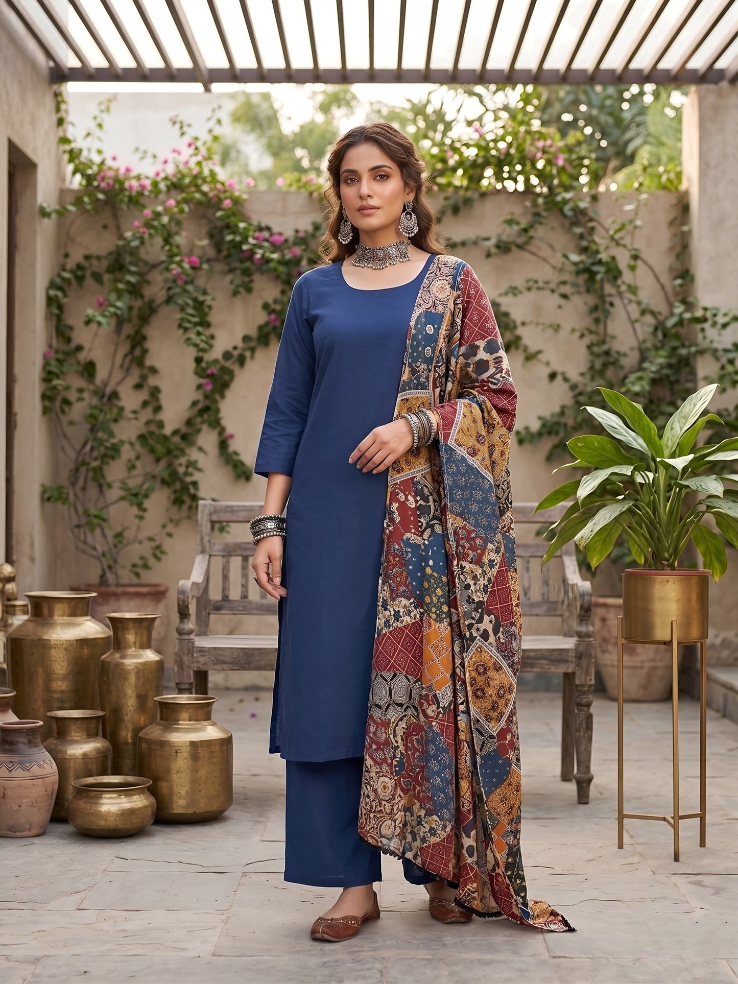 Printed Straight Kurta Set With Dupatta