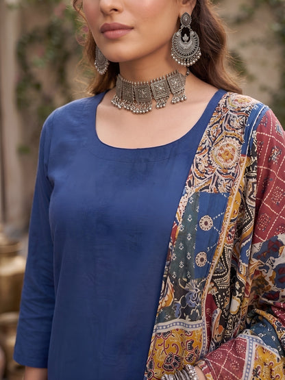 Printed Straight Kurta Set With Dupatta