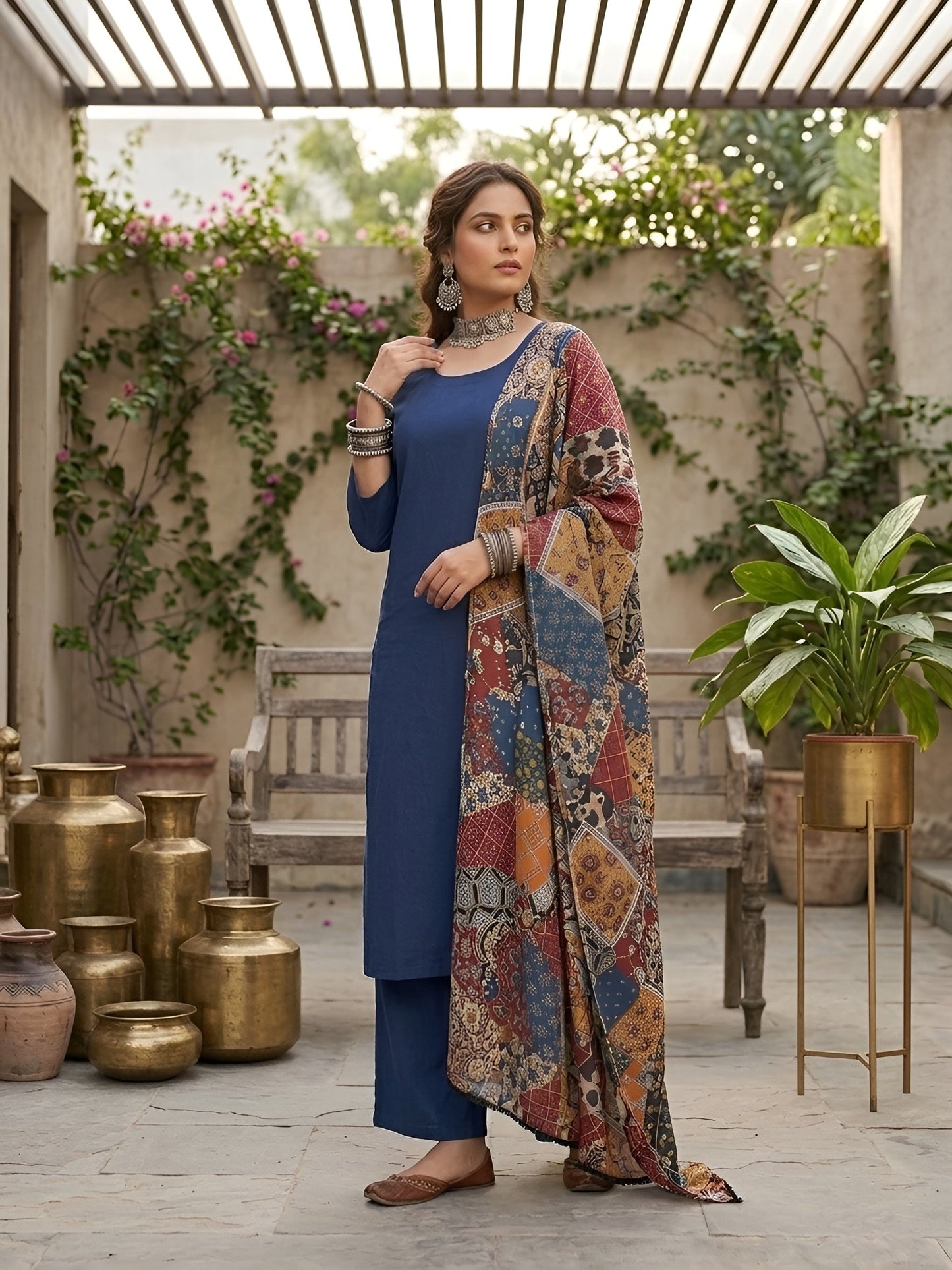 Printed Straight Kurta Set With Dupatta