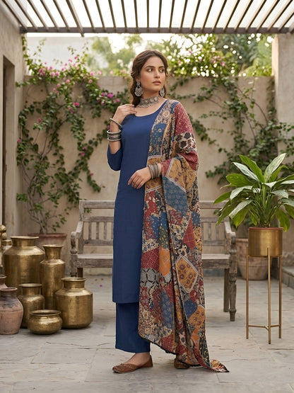 Printed Straight Kurta Set With Dupatta