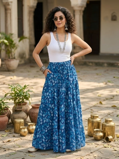 Ethnic Printed Flared Skrit