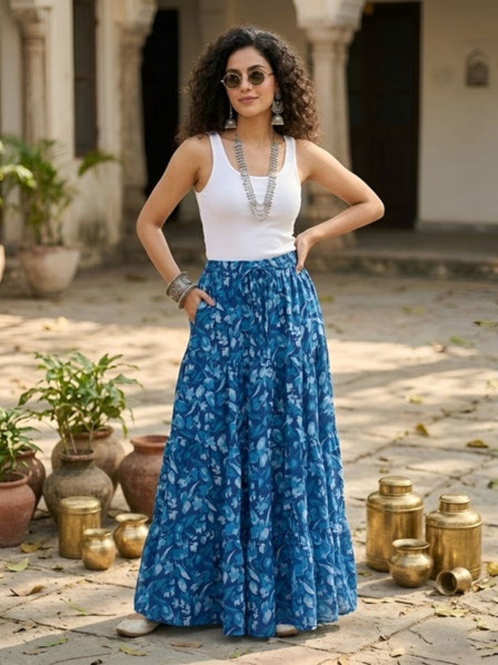 Ethnic Printed Flared Skrit