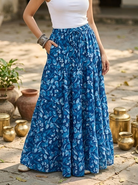 Ethnic Printed Flared Skrit