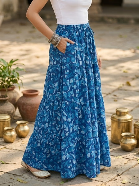 Ethnic Printed Flared Skrit