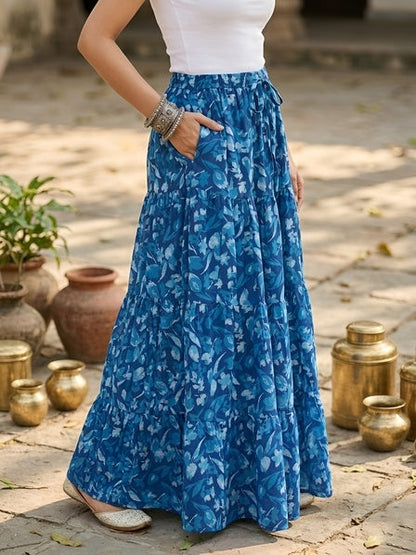 Ethnic Printed Flared Skrit
