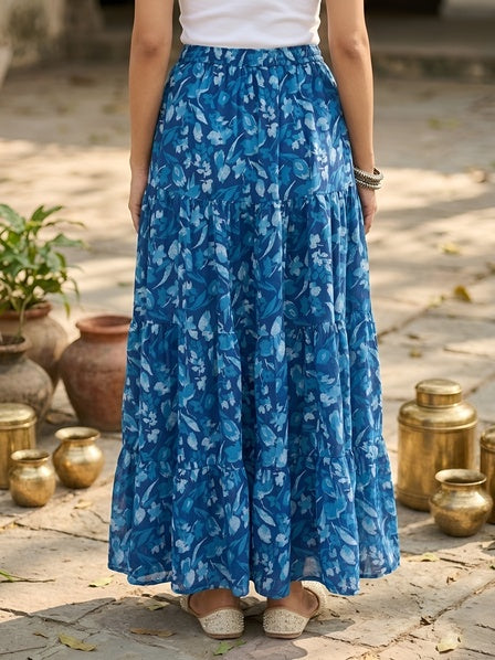 Ethnic Printed Flared Skrit