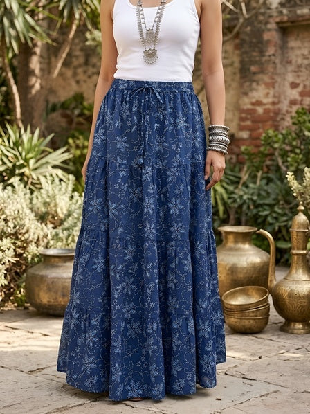 Ethnic Printed Flared Skrit