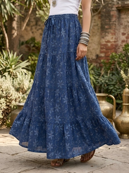 Ethnic Printed Flared Skrit