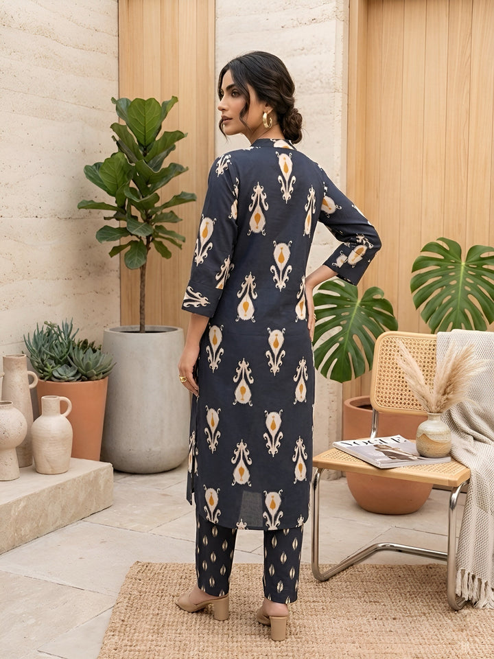 Printed Straight Kurta &amp; Trouser Two Piece Set