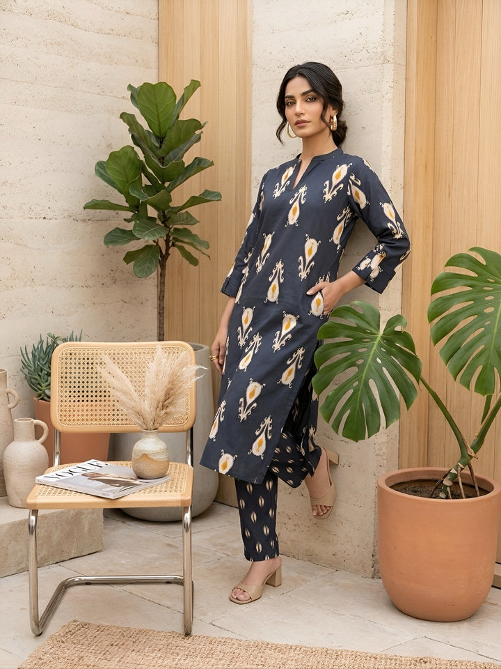 Printed Straight Kurta &amp; Trouser Two Piece Set