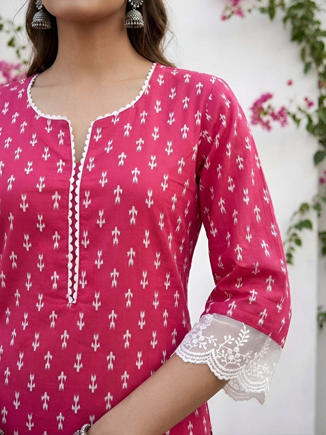 Printed Straight Kurta with Three Quarter Sleeves