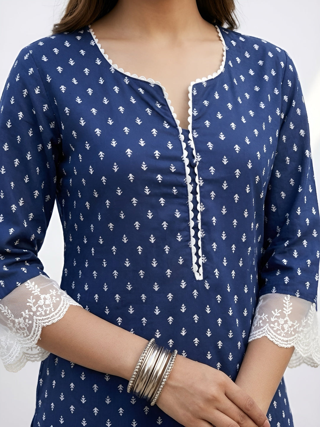 Printed Straight Kurta with Three Quarter Sleeves