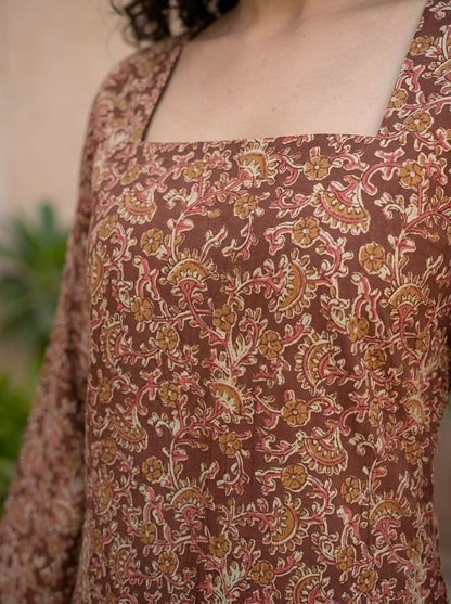 Brown Printed Straight Tunic