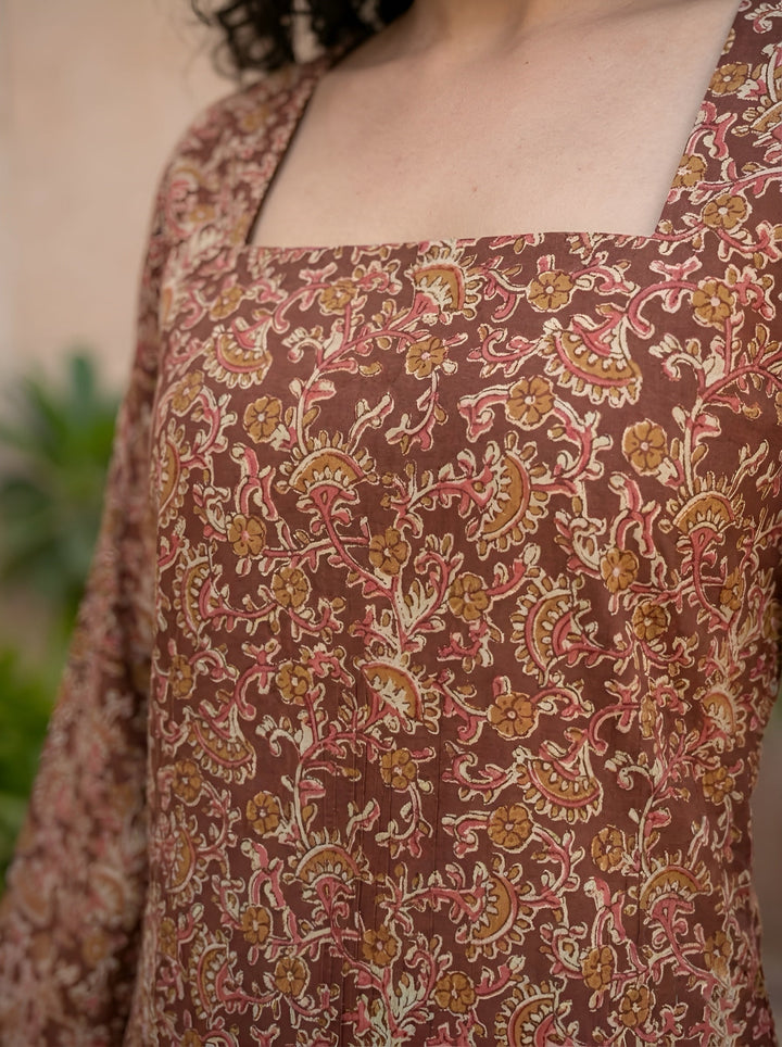 Brown Printed Straight Tunic