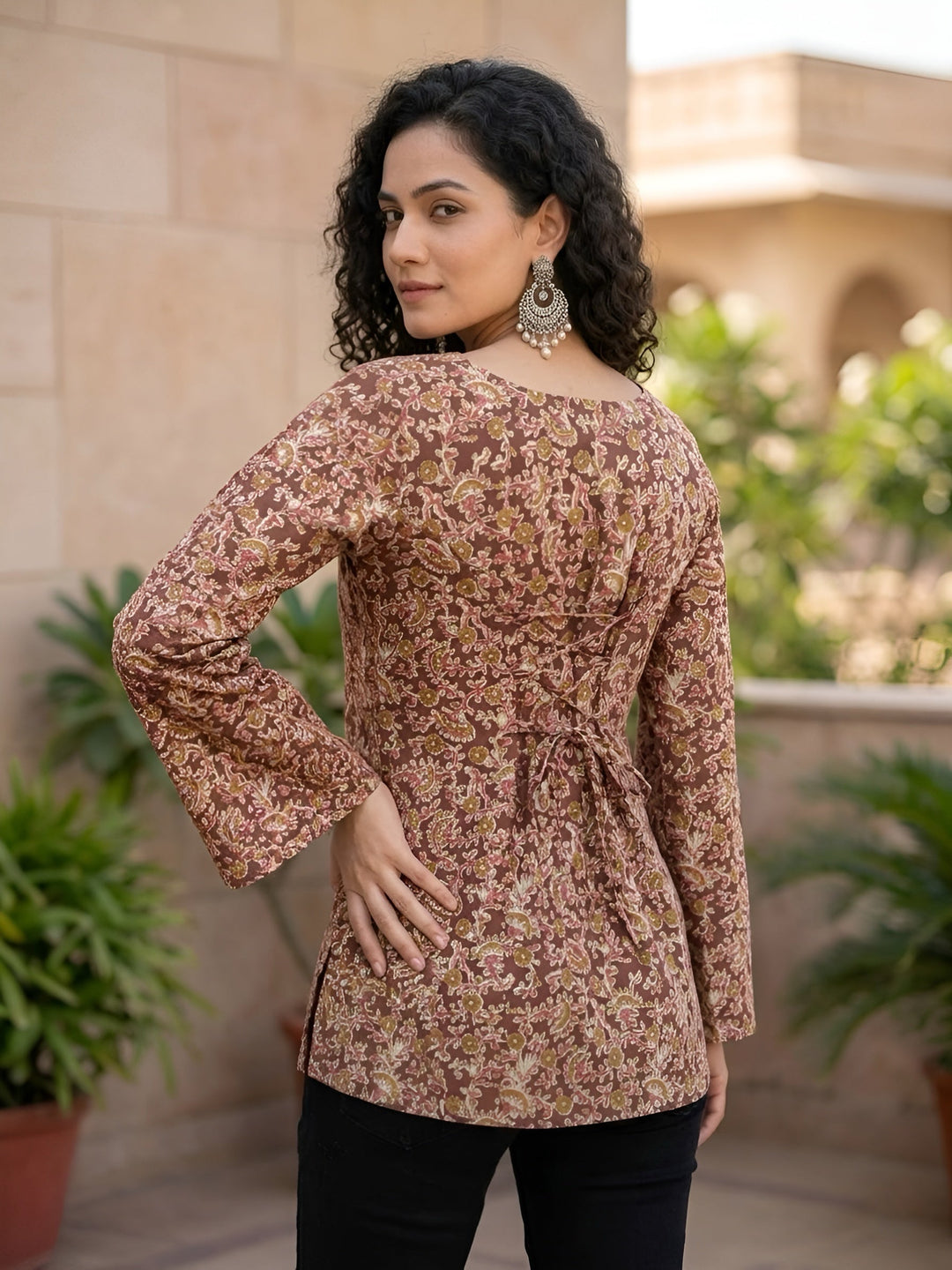Brown Printed Straight Tunic