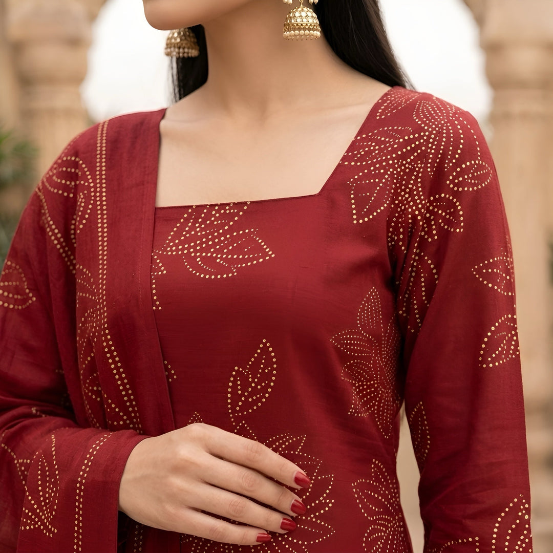 Printed Kurta with Palazzo &amp; Dupatta Set