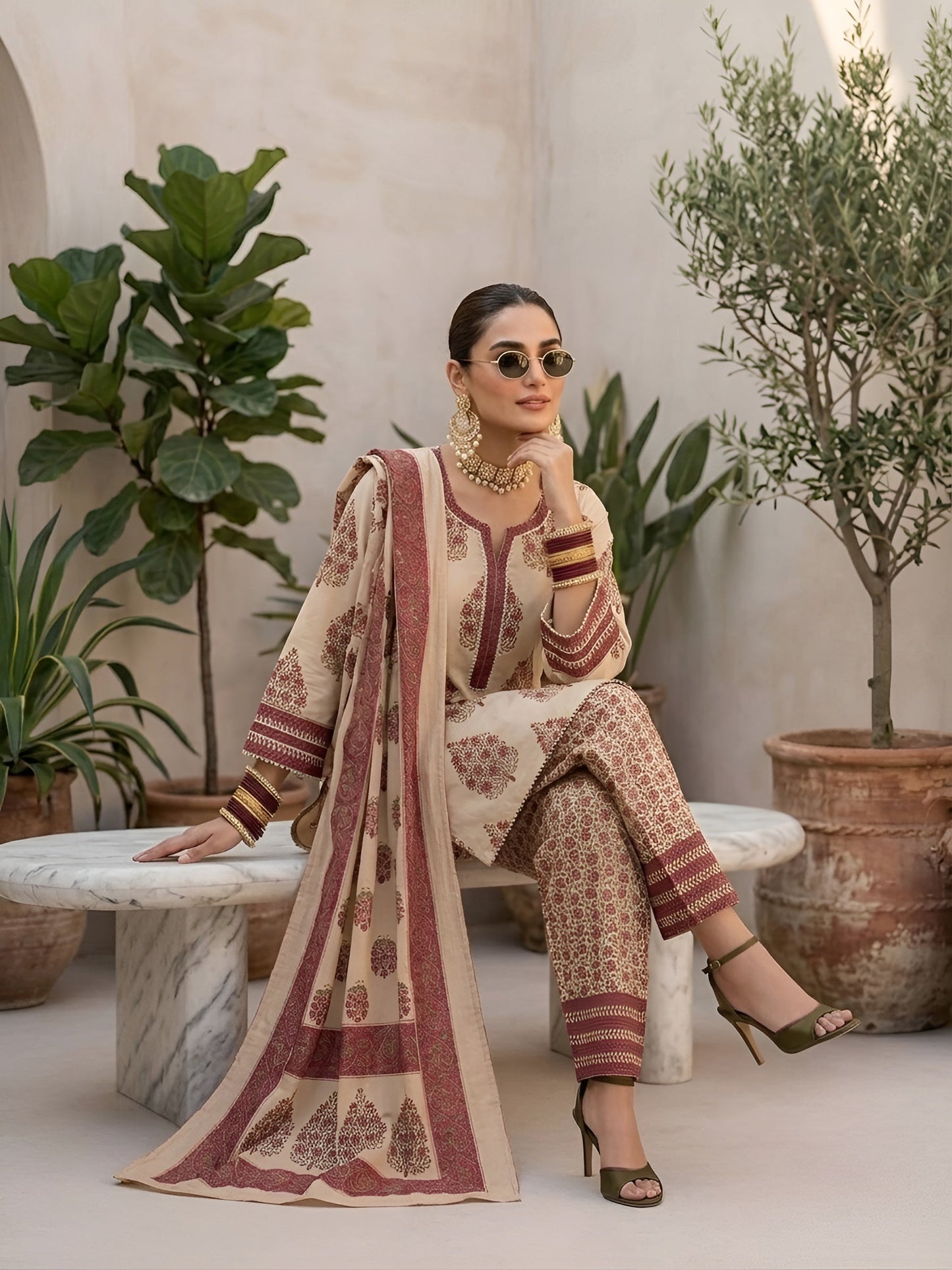 Printed Straight Kurta Set With Dupatta