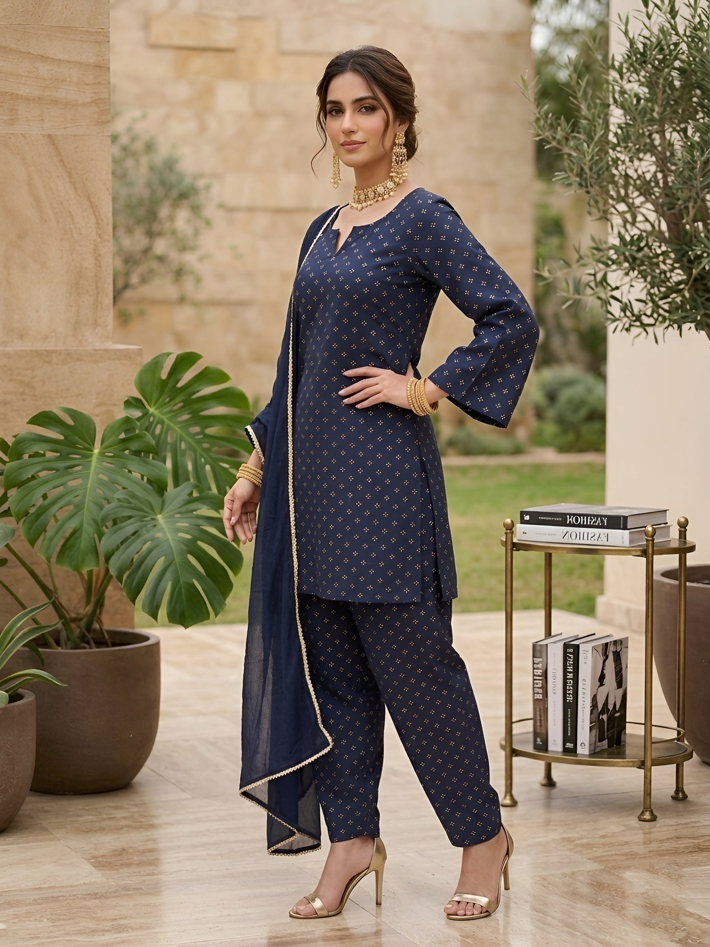 Printed Straight Kurta Set With Dupatta