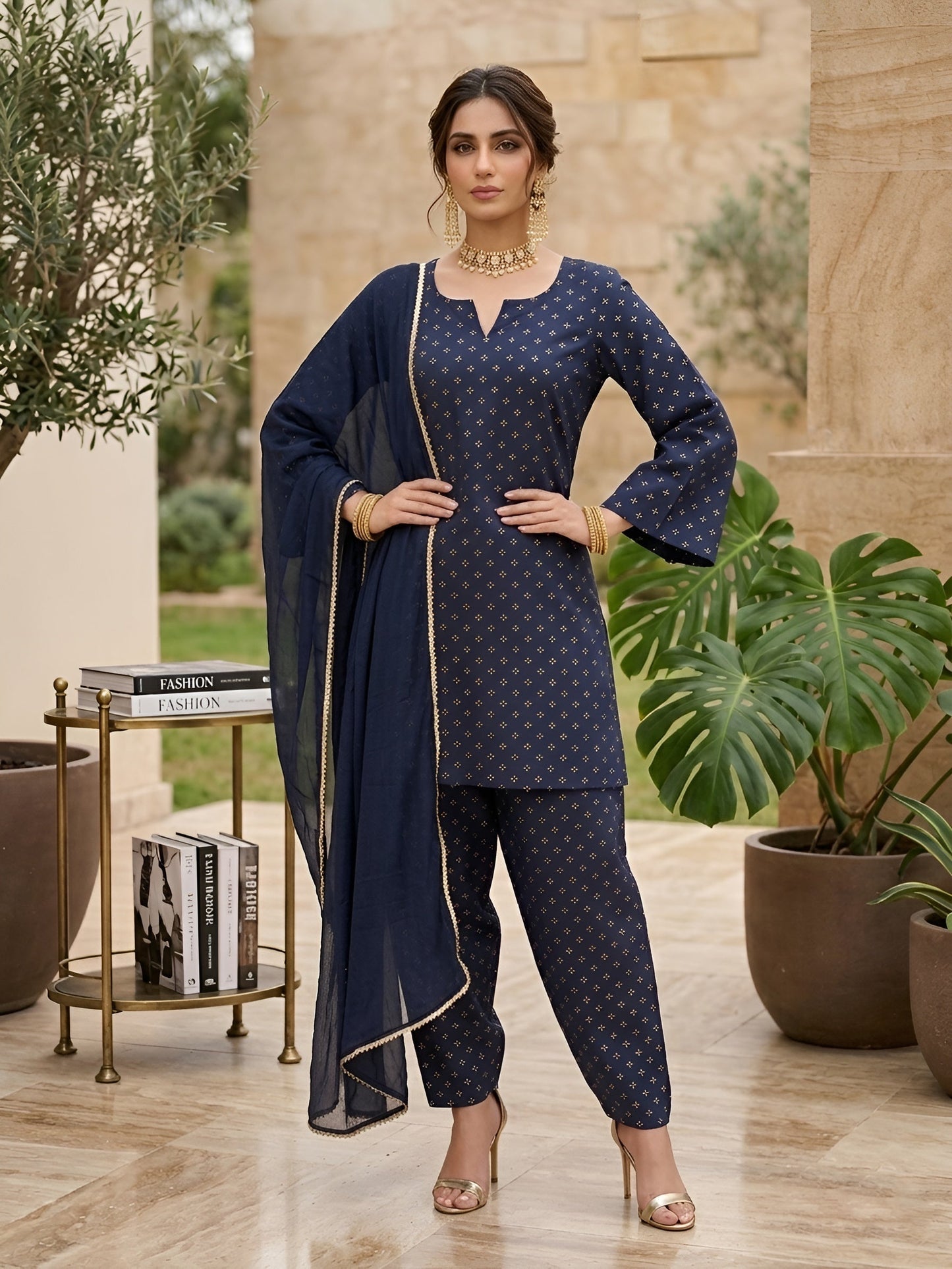 Printed Straight Kurta Set With Dupatta