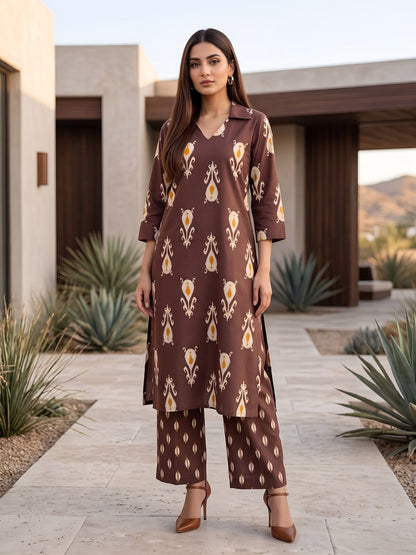 Printed Straight Kurta & Trouser Two Piece Set