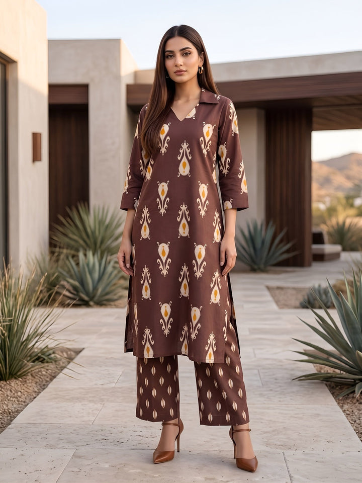 Printed Straight Kurta &amp; Trouser Two Piece Set