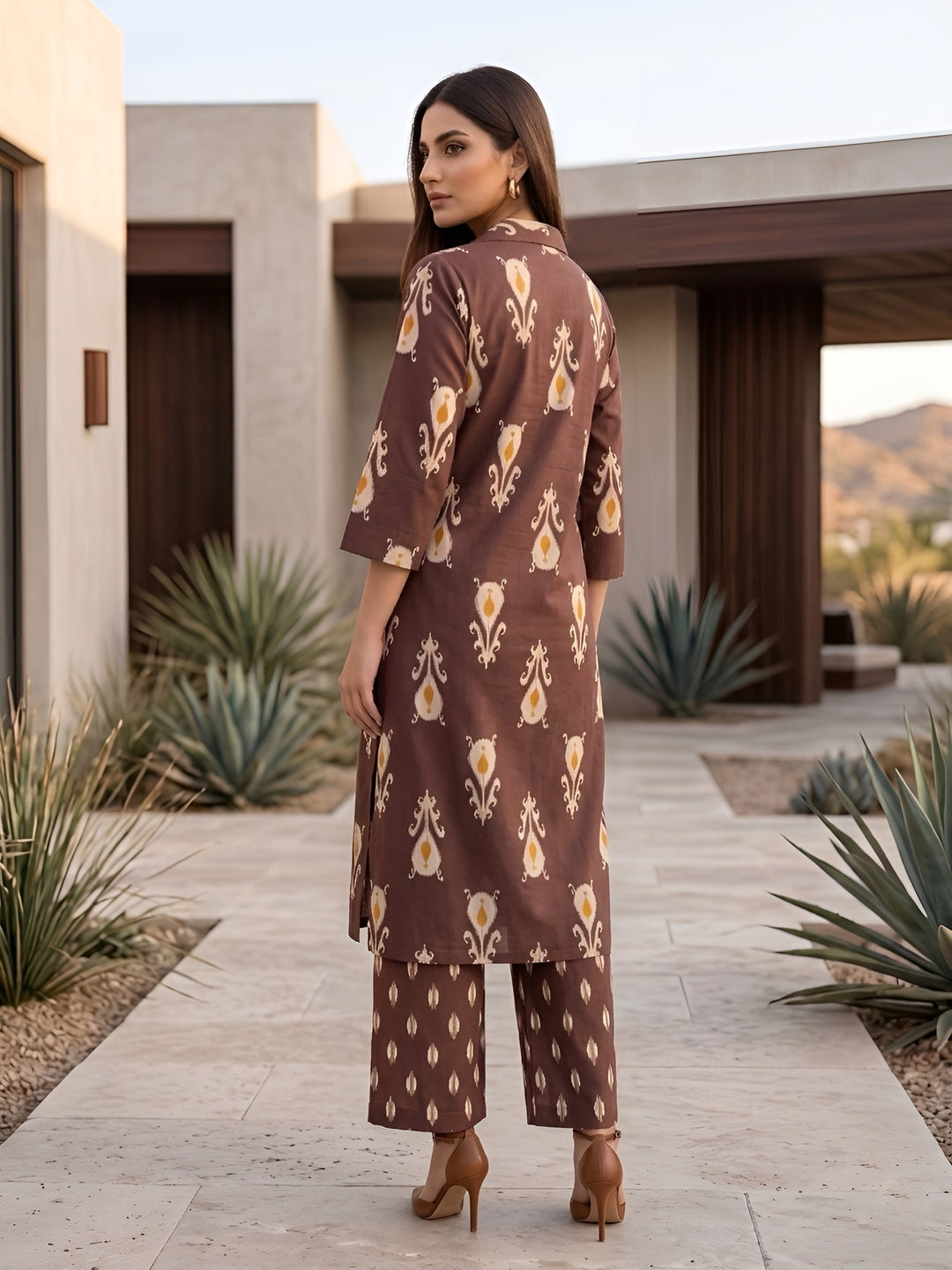 Printed Straight Kurta &amp; Trouser Two Piece Set