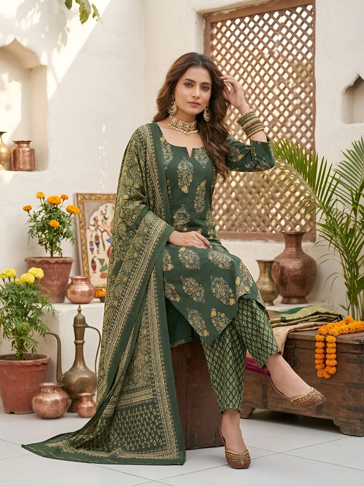 Printed Straight Kurta Set With Dupatta