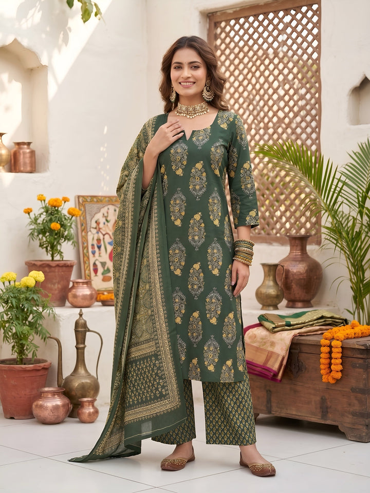Printed Straight Kurta Set With Dupatta