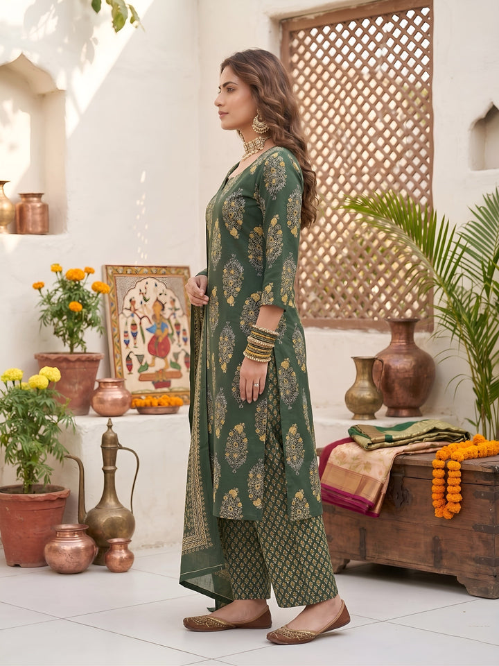 Printed Straight Kurta Set With Dupatta