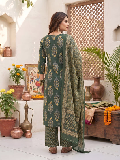 Printed Straight Kurta Set With Dupatta