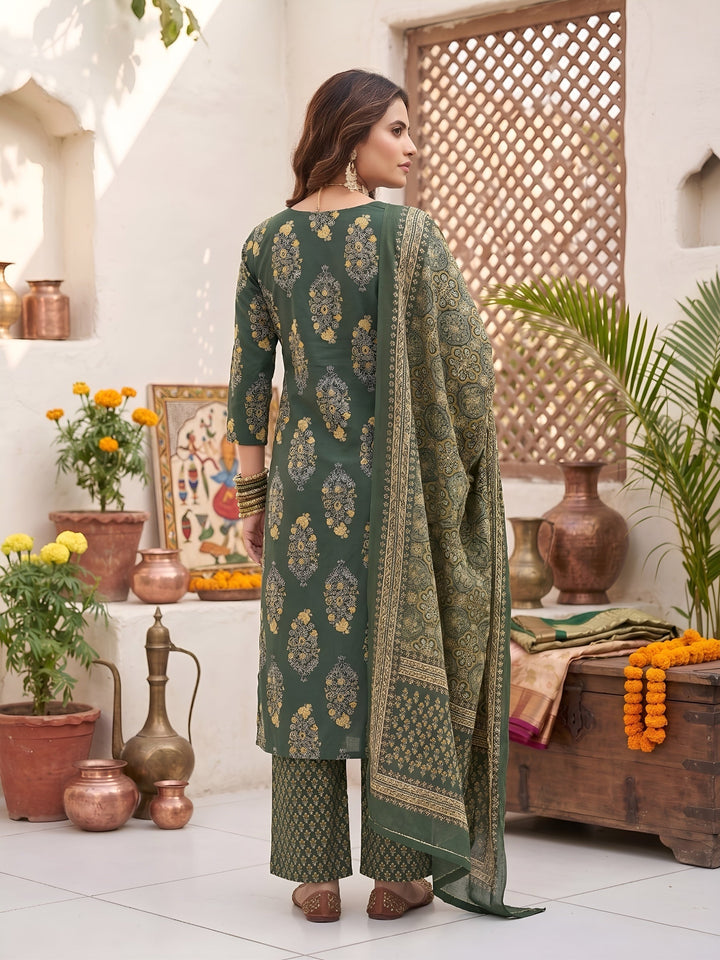 Printed Straight Kurta Set With Dupatta
