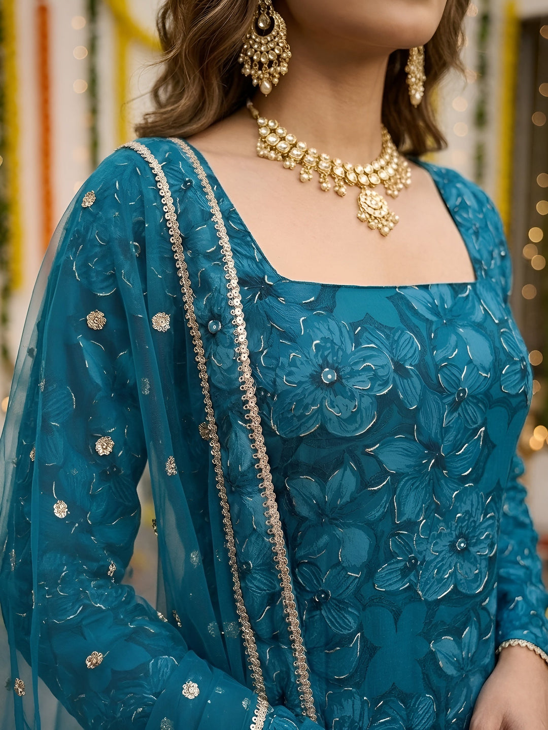Printed Straight Sharara Set With Dupatta