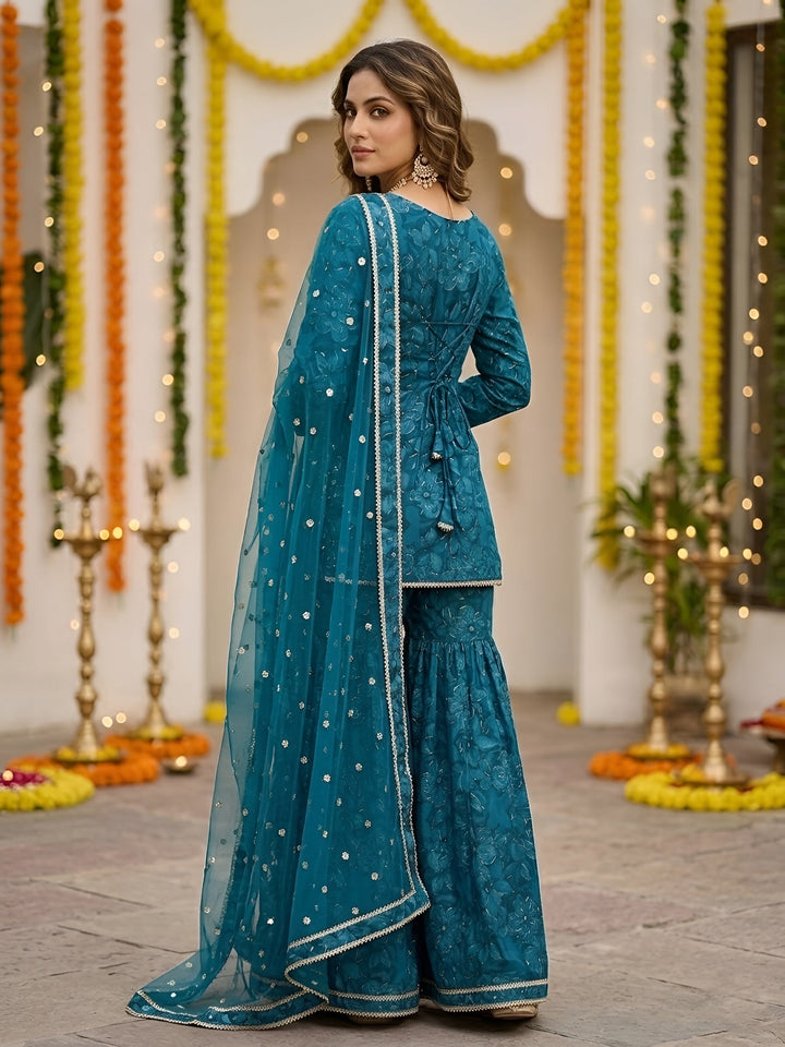 Printed Straight Sharara Set With Dupatta