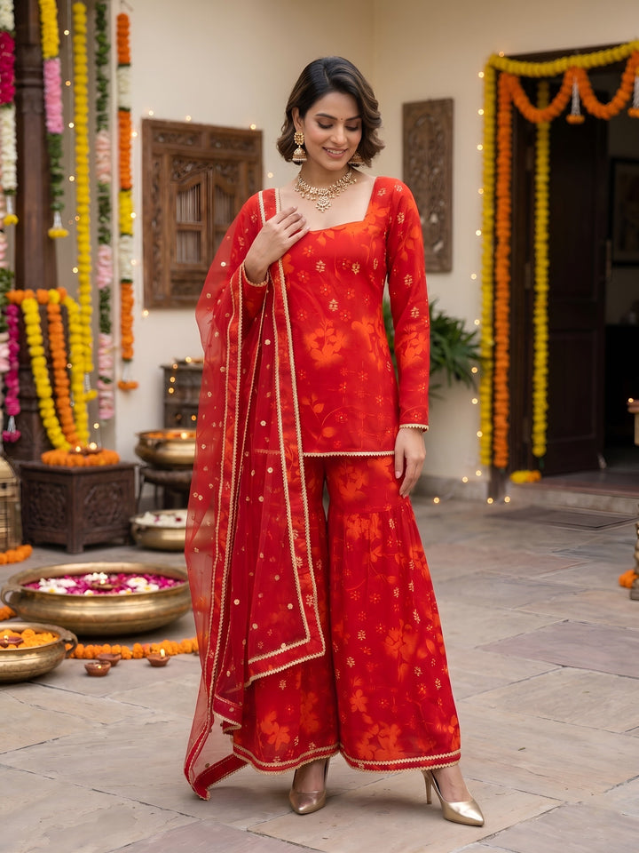 Printed Straight Sharara Set With Dupatta