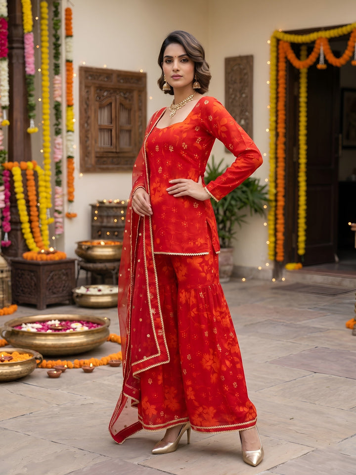 Printed Straight Sharara Set With Dupatta