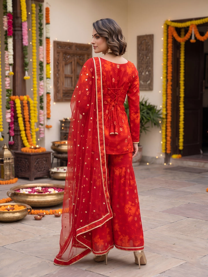 Printed Straight Sharara Set With Dupatta