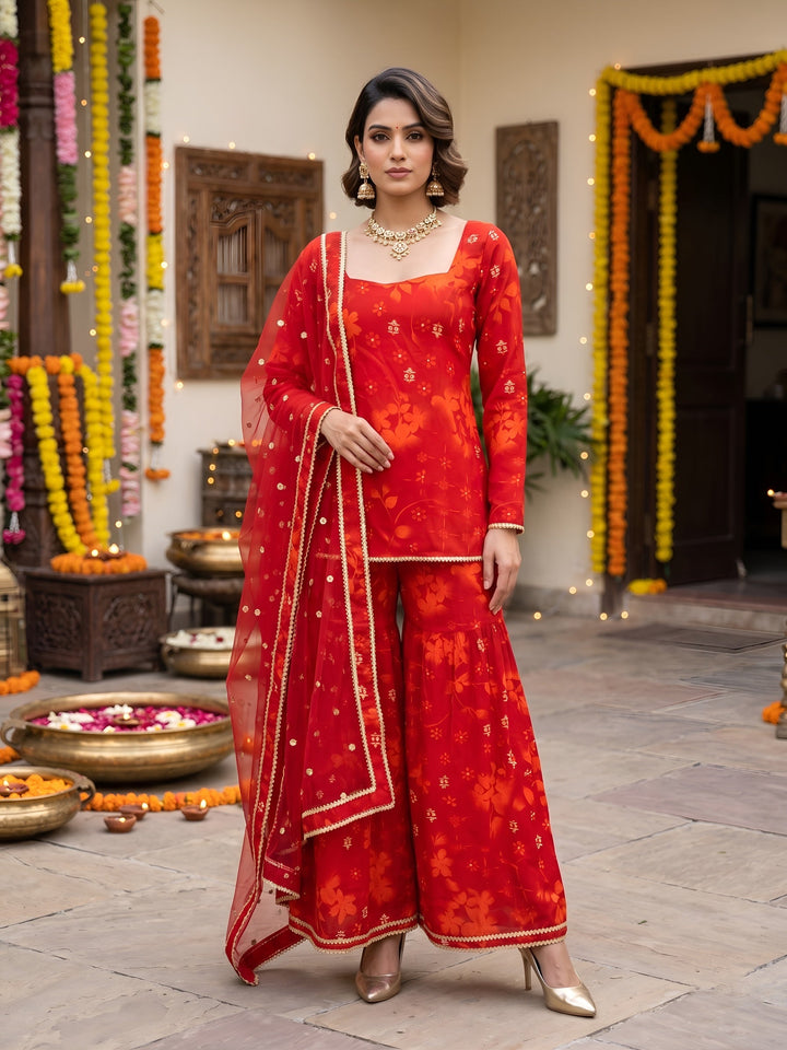 Printed Straight Sharara Set With Dupatta
