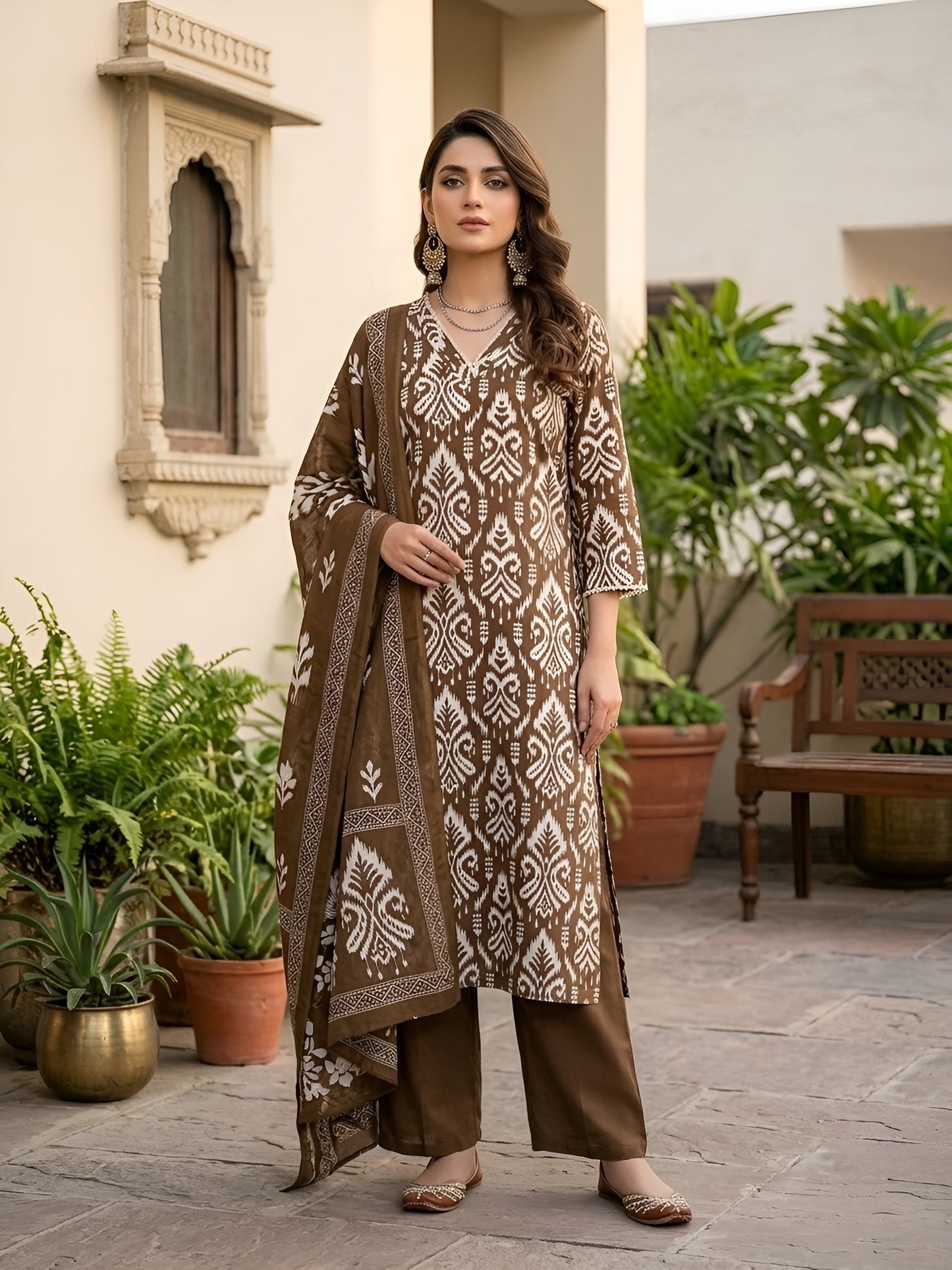 Printed Straight Kurta Set With Dupatta